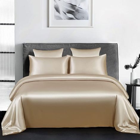 1 dreiteiliges Bettwäscheset: Bettbezug 220x240 cm, 2 Kissenbezüge 65x65 cm, Satin, für Erwachsene (1/5)