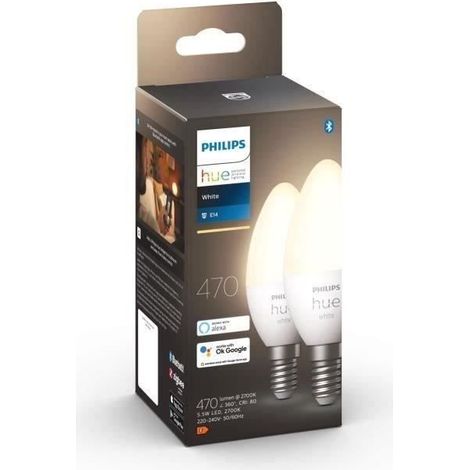 Philips Hue HW 5.5W E14 smart bulbs x2 (1/4)