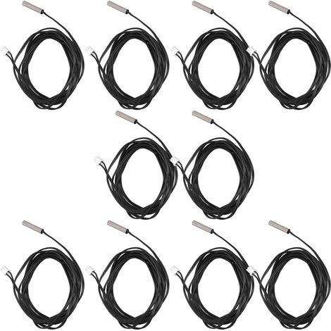 10pcs Sonde Température, Tête Cylindrique 5x25mm, Câble 2m, Connecteur Xhb, Système Industriel