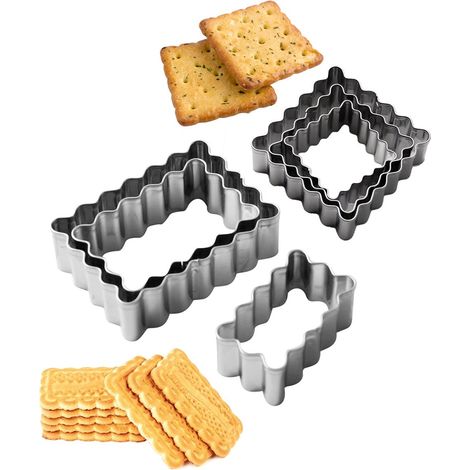 6-teiliges Keksform-Set aus Edelstahl – Geometrische Keksform – Wiederverwendbare Keksform mit gezacktem Rand – Gebäckform – Ideal zum Backen in der Weihnachtszeit – Kekse backen – Silber (1/5)