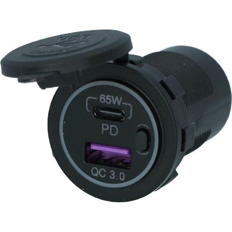 CHARGEUR RAPIDE CARPOINT AVEC CONNECTEUR INTÉGRÉ USB/USB-C 65W