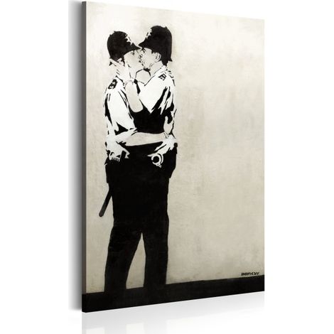 Tableau Imprimé "Kissing Coppers - Banksy" 40 x 60 cm (1/2)