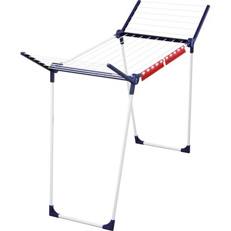 Leifheit – Séchoir sur pied Pegasus 150 Solid Slim – 15 mètres de séchage – Ailes dépliables – Supports pour petites pièces – Antidérapant