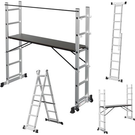 Randaco Andamio de plataforma multifuncional 4 en 1 Capacidad de carga hasta 150 kg，plata
