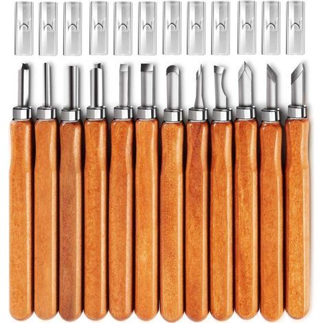 Set mit 12 SK5-Hohlbeiteln aus Kohlenstoffstahl – Ergonomischer Holzgriff – Für Holzschnitzerei und Kunsthandwerk (1/5)