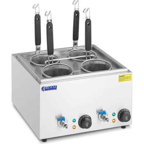 Royal Catering – Cuiseur à pâtes 4 paniers 2 x 6,5 l – 3000 W avec régulation de 30 à 110 °C – Acier inoxydable avec robinets de vidange (1/6)