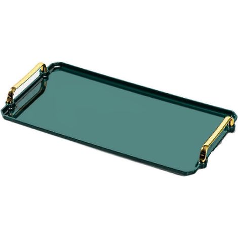 Serviertablett, dekoratives Kosmetiktablett, rechteckiger Badezimmer-Organizer, Schmuck-, Parfüm- und Kosmetikhalter für Dusche, Tisch oder Schreibtisch-L-green (1/5)