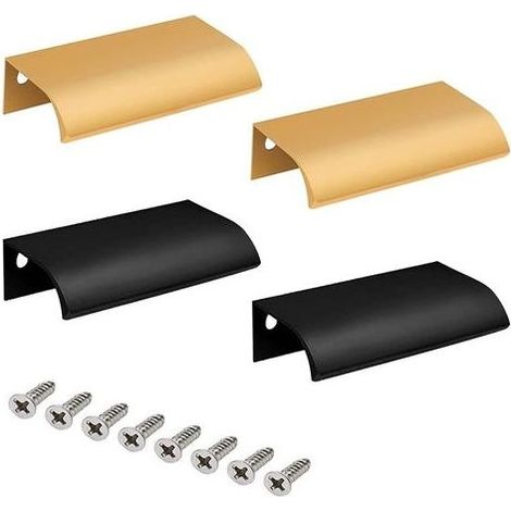 Lot de 4 poignées d'armoire dissimulées bicolores, poignées d'armoire portables, poignées encastrées, poignées de porte, poignées incurvées pour armoire de cuisine/chambre/porte (1/5)