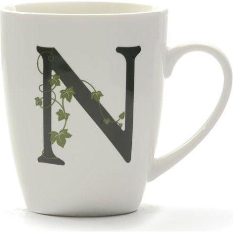 TAZZA MUG ATUPERTU IN PORCELLANA BIANCA CON LETTERA "N" 380 ML