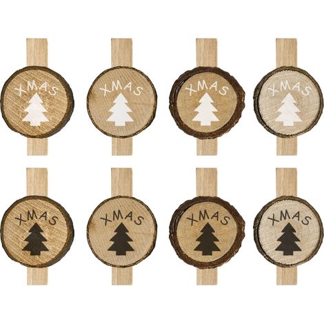 WEIHNACHTSDEKORATION SET 8 WOOD TREE KL-21X11 BEIGE