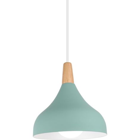 Lustre suspension moderne E27 vert Ø20cm – Abat-jour métal anti-corrosion – Longueur câble 100cm réglable – Pour salon et cuisine (1/4)