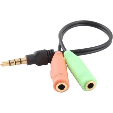 Adapteur fiche jack 3.5mm Audio Stéréo 1 Mâle à Vers 2 Femelle Câble d'Adapteur (1/3)