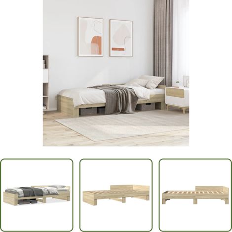 Holzbett - Bettgestell ohne Matratze Sonoma-Eiche 75x190 cm Holzwerkstoff (1/5)