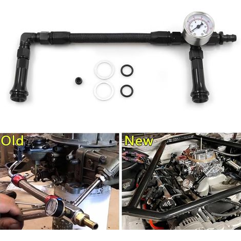 Tubo flessibile per carburante AN6 intrecciato con doppia alimentazione, doppia pompa con manometro del vuoto, in lega di alluminio, ricambio per carburatore Holley 4150, filettatura 7/8''-20. (1/4)