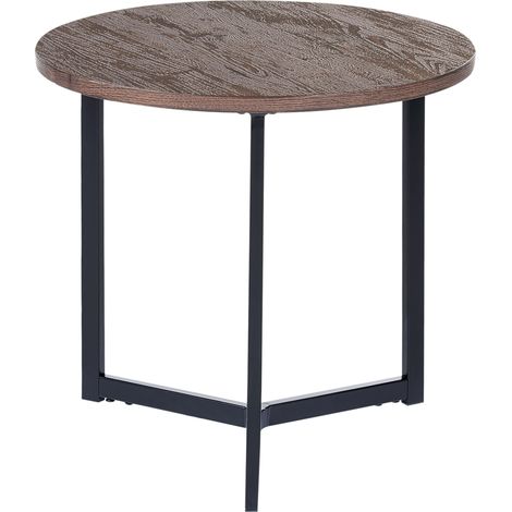 Mesa auxiliar madera oscura negro 50 cm MDF base metal sala de estar Tippo