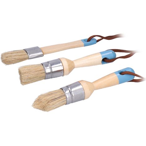 Lot de 3 pinceaux à manche en bois pour la peinture de meubles et de murs, projets de bricolage et décoration intérieure