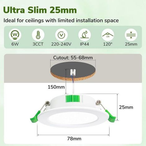 Spot LED Encastrable - Lot de 4 - Aluminium - Dimmable 3 Modes - Salle De Bain Salon - 25mm Blanc CASSETTE RECHARGE POUR SEBUMET (1/5)