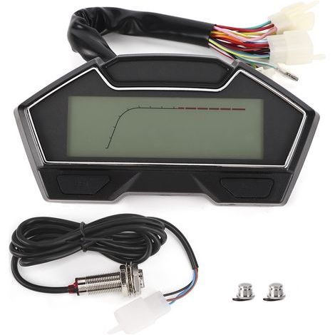 Compteur de vitesse 12 V Odomètre Tachymètre 0-10000 tr/min Indicateur de température de l'eau de niveau d'huile Jauge universelle de moto.