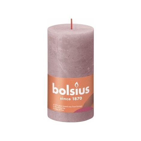 Vela Bolsius Rustic Shine Rosa Polvo - 13 cm, 60 horas de duración
