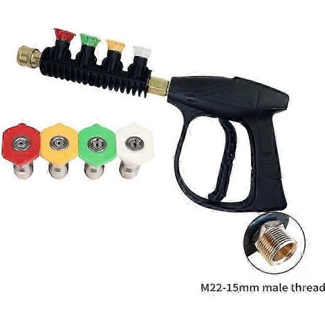 Pistolet de nettoyage haute pression à 4 buses, compatible avec raccord M22 15 mm, pour le nettoyage haute pression RNWHBYV (1/4)