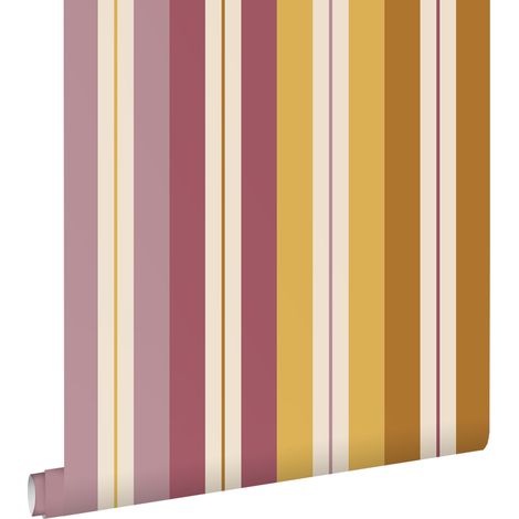 papier peint à rayures marron, violet et jaune - ESTAhome