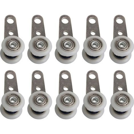 Lot De 10 Roulettes Pour Baies Vitrées Ou Portes Coulissantes - En Métal Et En Plastique - 4,5 X 1,9 Cm (1/5)