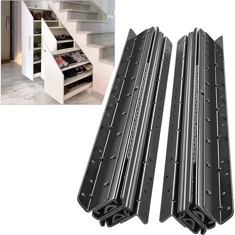 Lot de 2 glissières de tiroir à montage inférieur, 400-900mm, extension complète, roulement à billes, cachés sous les escaliers, capacité de charge de 120 kg, noir (1/5)