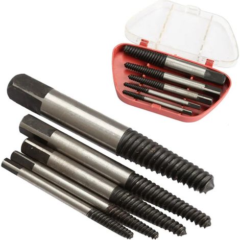 Jeu d'extracteur de vis en acier 3mm-18mm, Kit d'outils pour enlever les boulons et les goujons, perceuse centrale, 5 pièces (1/5)