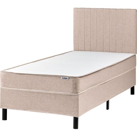 Letto singolo con testiera Materasso a molle insacchettate 90 x 200 cm Beige Countess