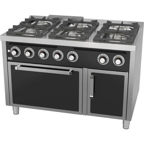 Fourneau 4 à 6 feux vifs s/750 avec four à gaz - HR Fainca
