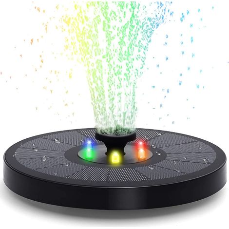 Fontaine solaire 3W avec LED, 7 effets, batterie 2000mAh, pompe solaire pour bassin, fontaine à eau, abreuvoir pour oiseaux et j