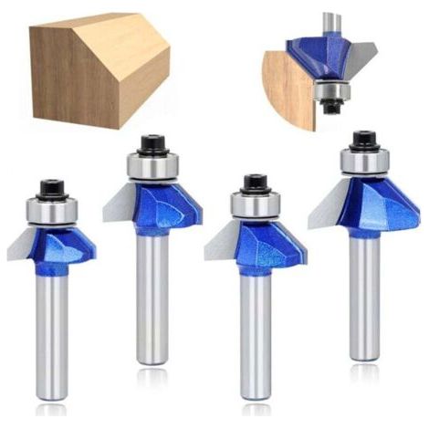 Set di 4 frese per smussatura a 45 gradi per legno (8 mm)