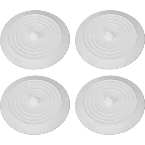 4 bouchons d'évier - blanc - pour salle de bain et buanderie (1/5)