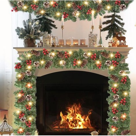 Guirlande De Noël - 274 Cm - 50 Lumières Led - Fonctionne Sur Piles - Avec Branches Artificielles Et Décorations Festives - 1 Pièce (1/5)