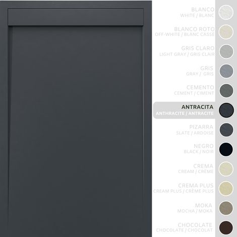 SOULBATH Receveur de Douche -Résine -Gel Coat -Texture Lisse/Pierre -Antidérapant -Couleur Anthracite 180X70 Extra plat 3Cm Conception Minimaliste