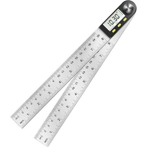 Numérique Règle D'angle Rapporteur, Mesure d'angle à 0°-360°, Mesure d'angle en acier inoxydable avec écran LCD, Règle en acier inoxydable pour travail du bois, devoirs, construction (1/4)