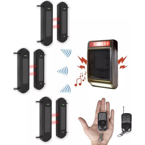 Kit barrières infrarouges solaires sans fil longue distance 900m (3 jeux de 1B) – Alarme extérieure solaire (DA600+)