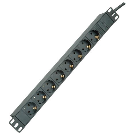 ROLINE 19"-Steckdosenleiste mit 8 Steckplätzen, C14-Stecker, schwarz, 2 m
