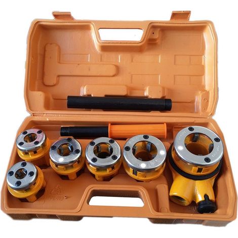 TrAdE Shop Traesio - Set Filiera Filiere Per Tubi Idraulici Completa 7pz 1/4" 3/8" 1/2" 3/4" 1" 1-1/4 -