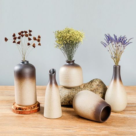 Modische und schlichte Mini-Keramikvase zur Dekoration von Zuhause und Schreibtisch. (1/5)