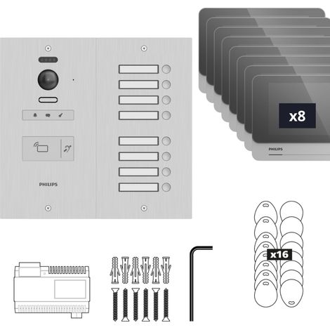Philips – Visiophone collectif 8 appartements – Compatible Vigik – Écran tactile 7' – Installation simplifiée avec câblage réduit (1/5)