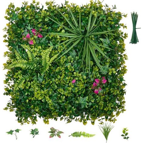 Jardín Vertical Artificial 50,8 x 50,8 cm, Panel Decorativo de Pared 12 Unidades, Hojas de Estilo Tropical, Pantalla de Privacidad, Planta de Decoración para Boda Exterior Interior Terraza Hogar (1/5)