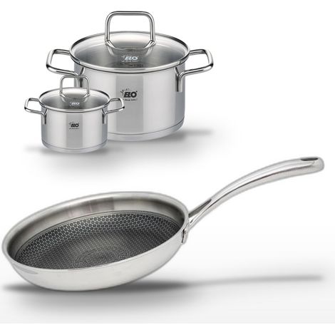 Lot Poêle 24cm & 2 Faitouts 20/12cm Elo Relief Evolution (1/5)