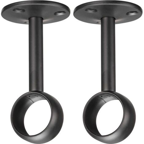 Supports de placard pour tringle à rideau, en acier inoxydable noir, 1.28 pouces, lot de 2 pièces, support de plafond YYV (1/4)
