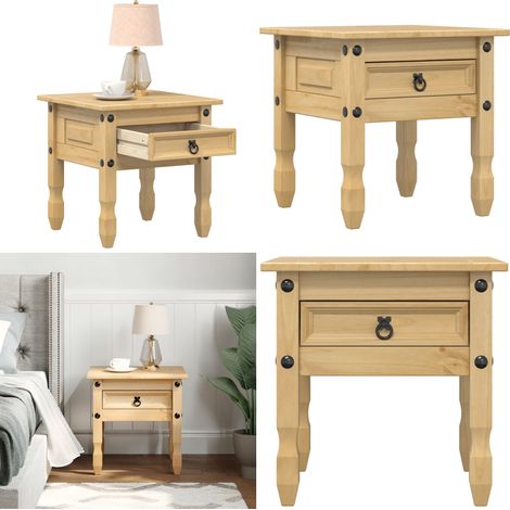 Table d'appoint Corona 50x50x50 cm bois de pin massif - Table Basse - Meuble D'appoint - Table D'extrémité - Table Ronde - Table Design - Home & Living (1/5)