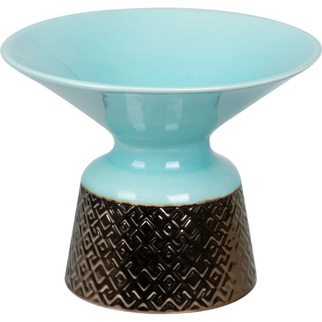 Vase en céramique bleu et or 30x30x24 cm (1/2)