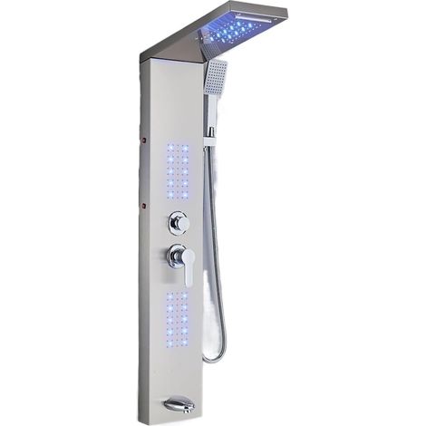 Ensemble de Douche mitigeur thermostatique intelli Ensemble de robinets de Douche à Effet de Pluie LED Noir Mat (Color : 6002 Brushed, Size : 1 UK) (1/5)