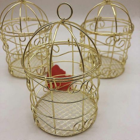 Mangeoires à oiseaux en métal pour l'extérieur, résistantes aux écureuils, distributeur de nourriture pour oiseaux sauvages, couleur or (1/4)