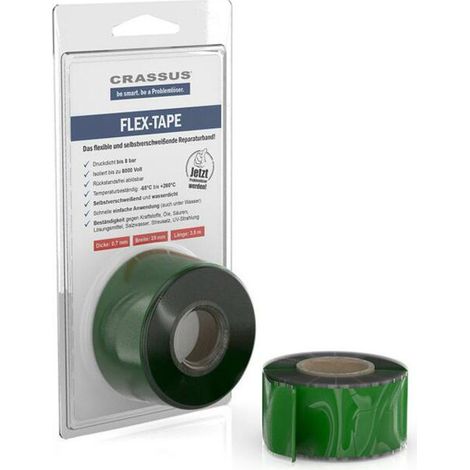 CR Flex-Tape, 25mmx3,5mx0,7mm, Grün flex.selbstverschweißendes Reparaturband (1/2)