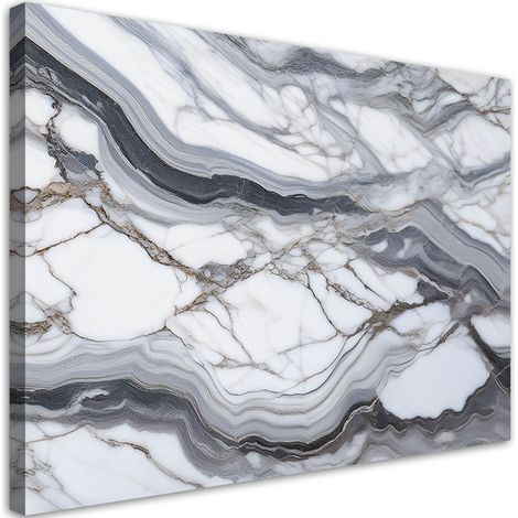 Tableau déco Abstraction de marbre gris blanc et de marbre glamour 100x70 (1/5)